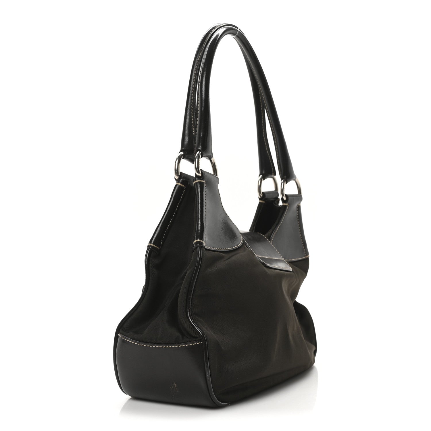 Prada Tessuto Nylon Calfskin Shoulder Bag Mimetico Moro 3 of 9