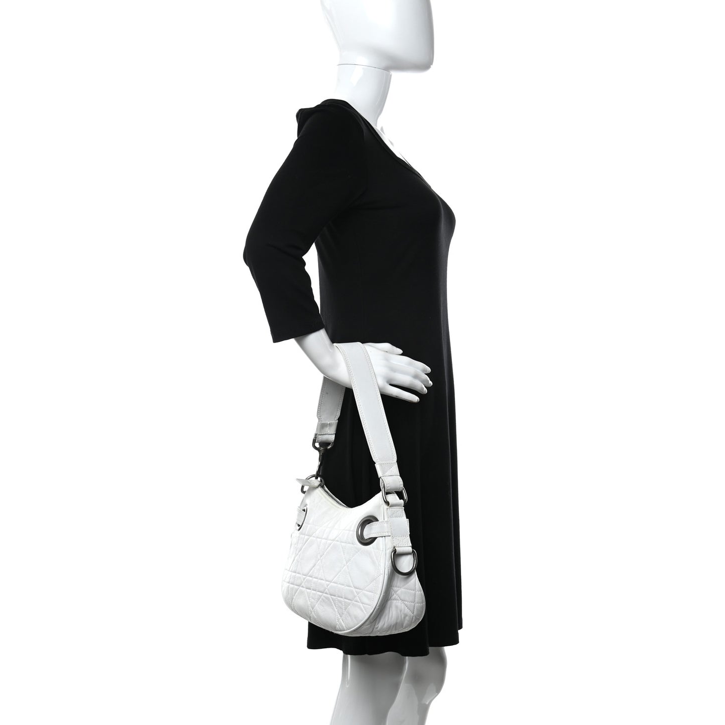 Lambskin Cannage Small Hobo White