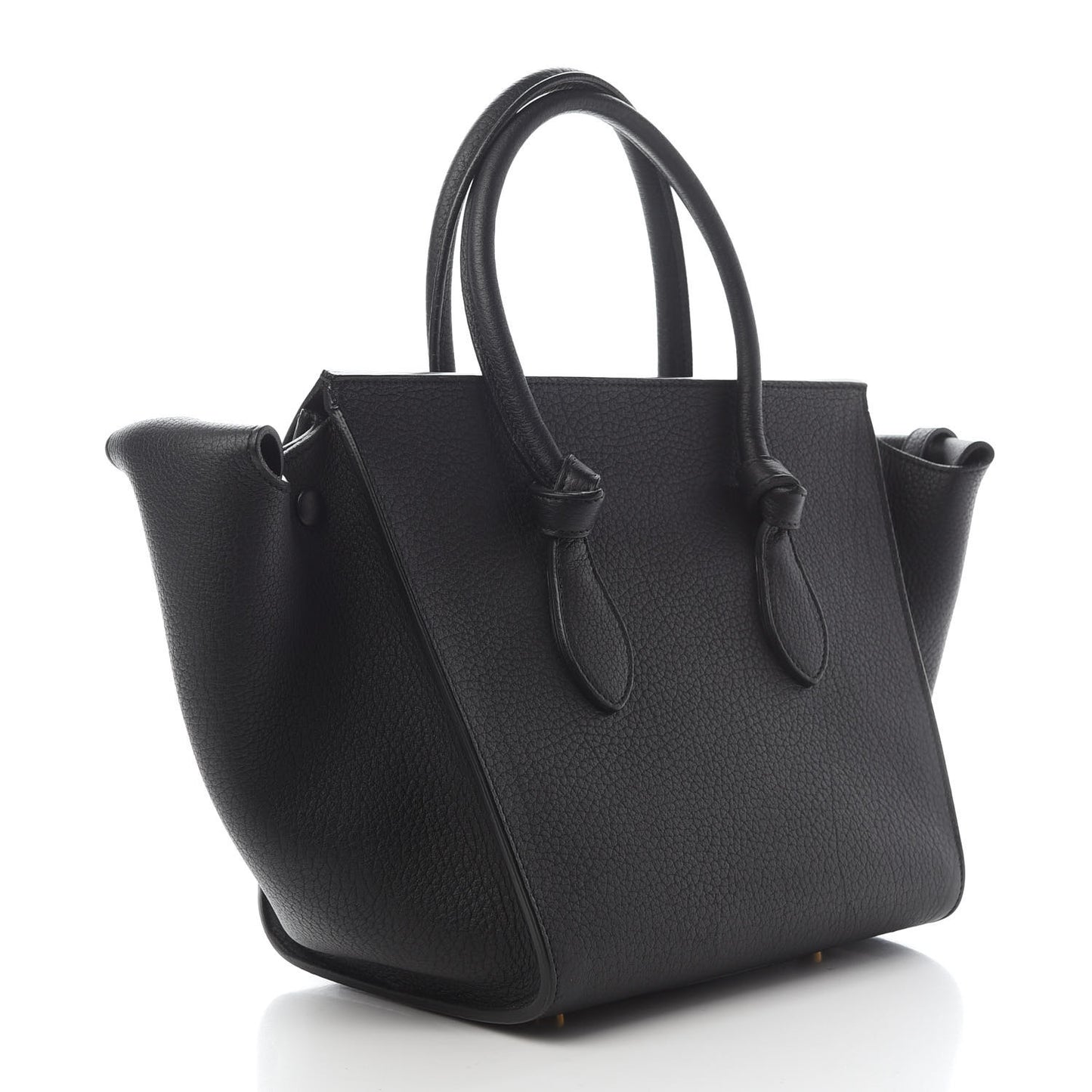 Crisped Calfskin Mini Tie Knot Tote Black
