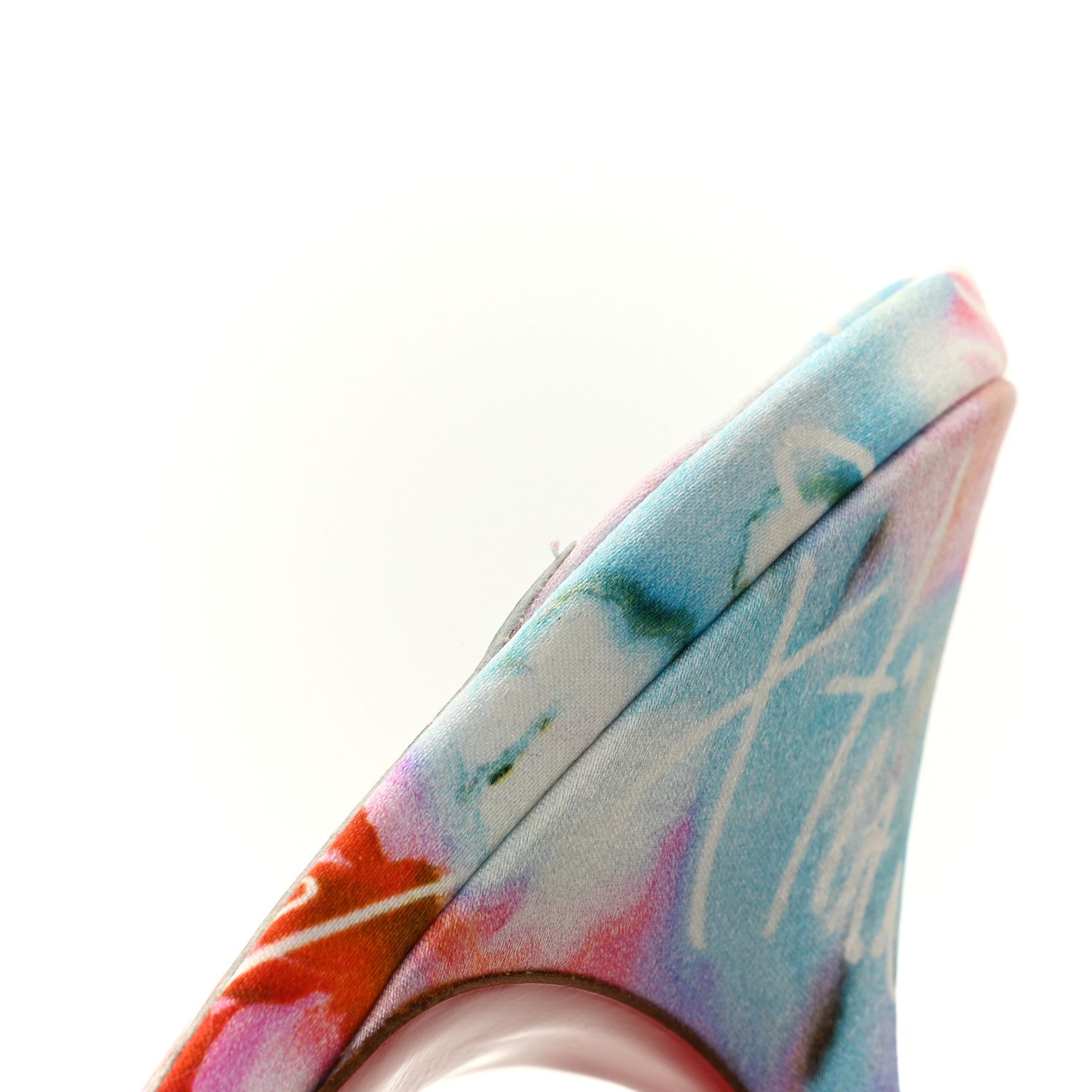 Christian Louboutin Crepe Satin Celebration Print Nicol Is Back 85 Slide Sandals 39 Multicolor 9 of 10