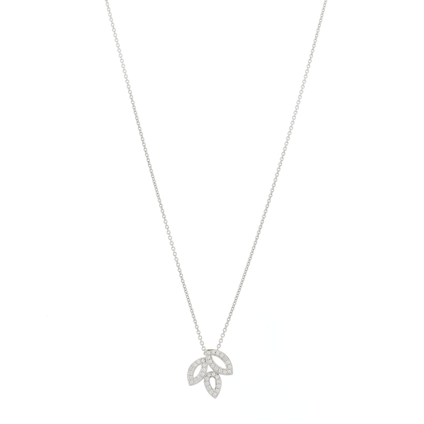 Platinum Diamond Small Lily Cluster Pendant Necklace
