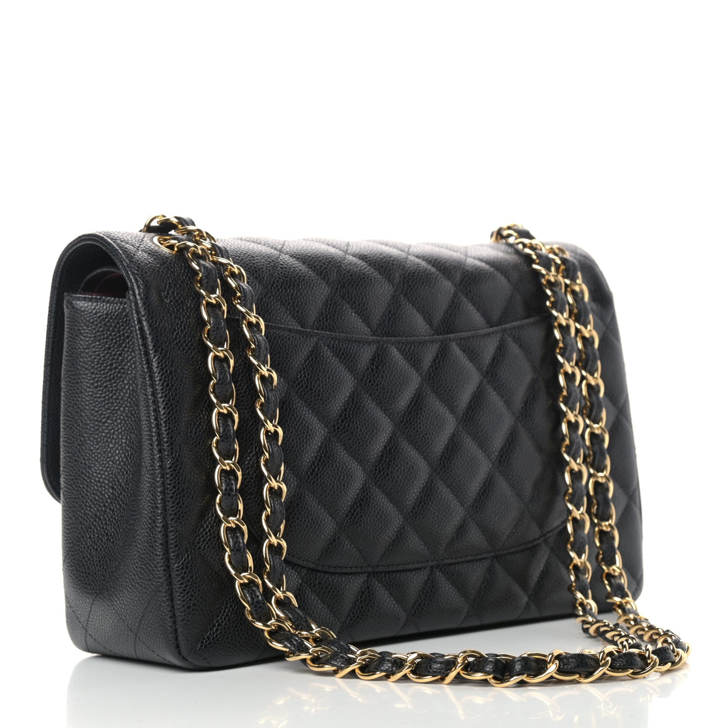 Caviar Quilted Jumbo Double Flap Black