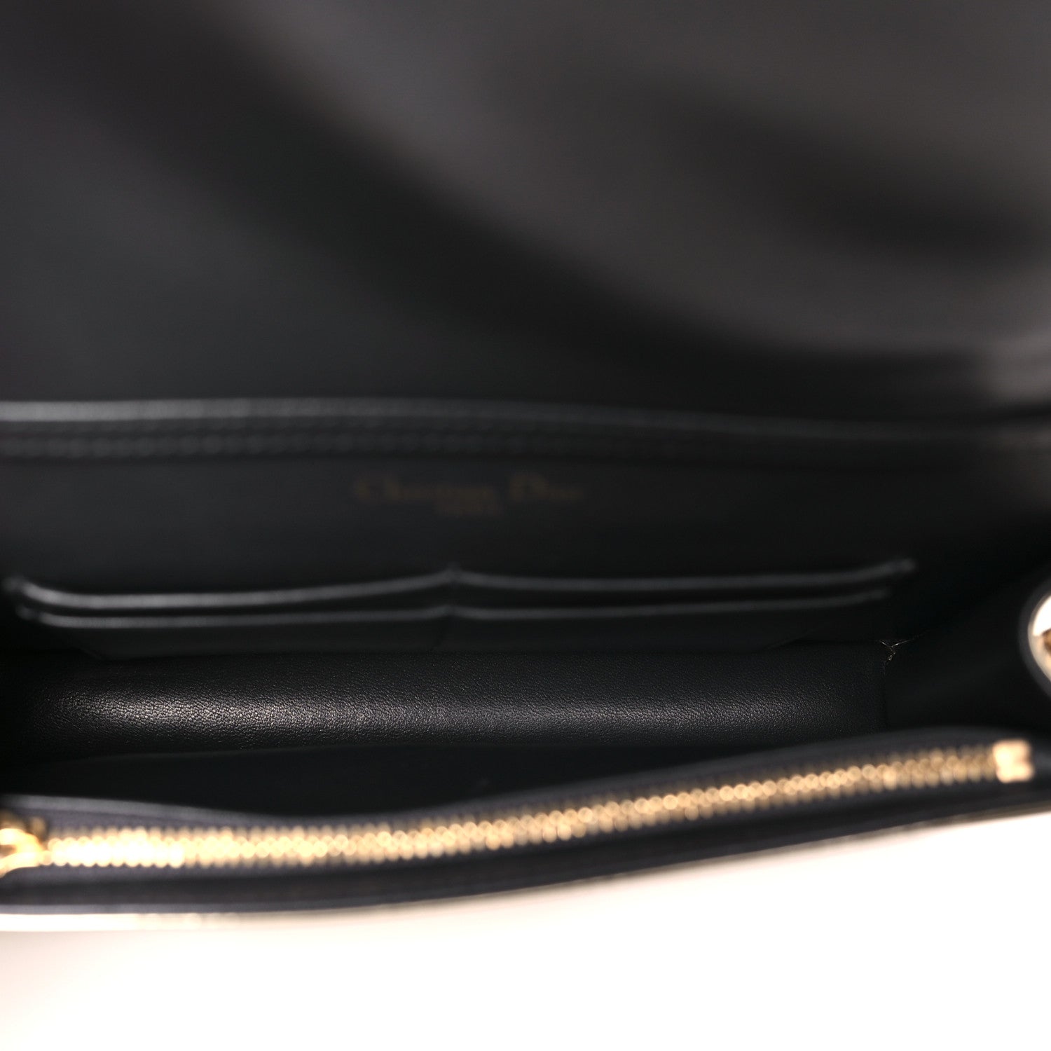 Christian Dior Metallic Patent Micro-Cannage Diorama Wallet on Chain Pouch Gold 5 of 9
