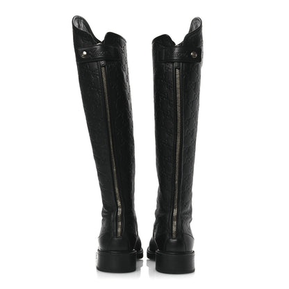 Gucci Guccissima Calfskin Miro Soft Knee High Riding Boots 35.5 Black 6 of 10