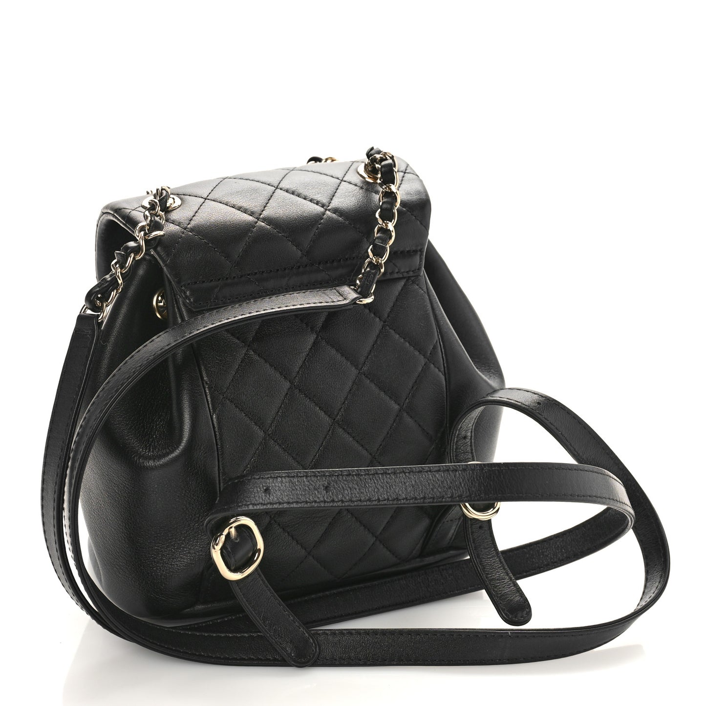 Lambskin Quilted Small Duma Drawstring Backpack Black