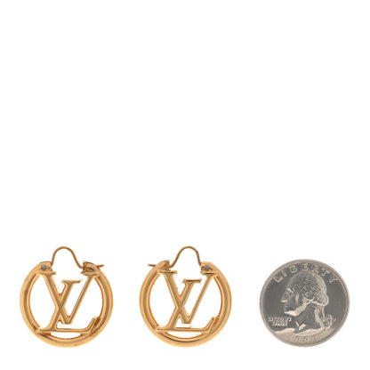 Louis Vuitton Metal Small Louise Hoop Earrings Gold 2 of 4