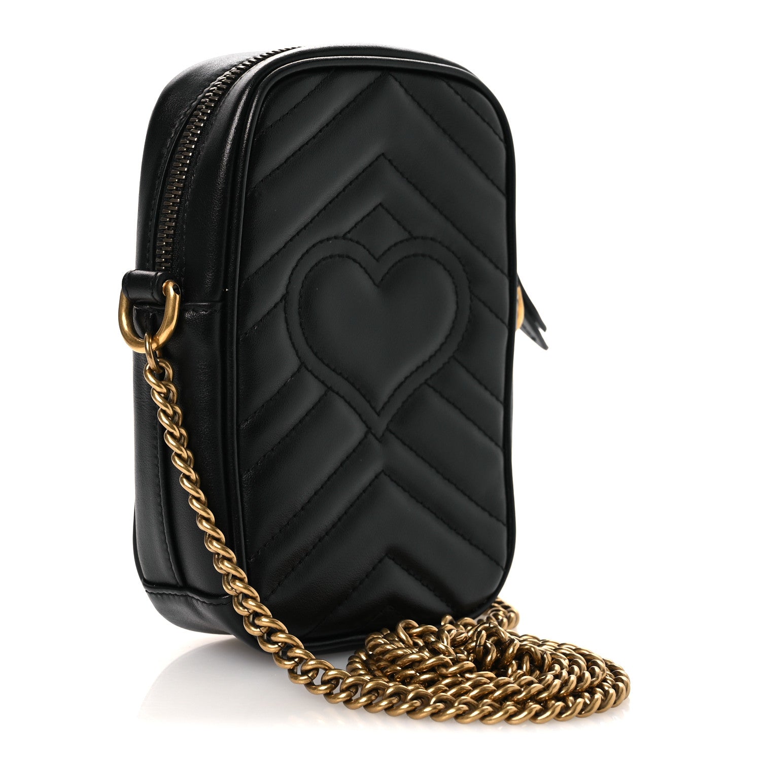 Gucci Calfskin Matelasse Mini GG Marmont Crossbody Bag Black 3 of 14