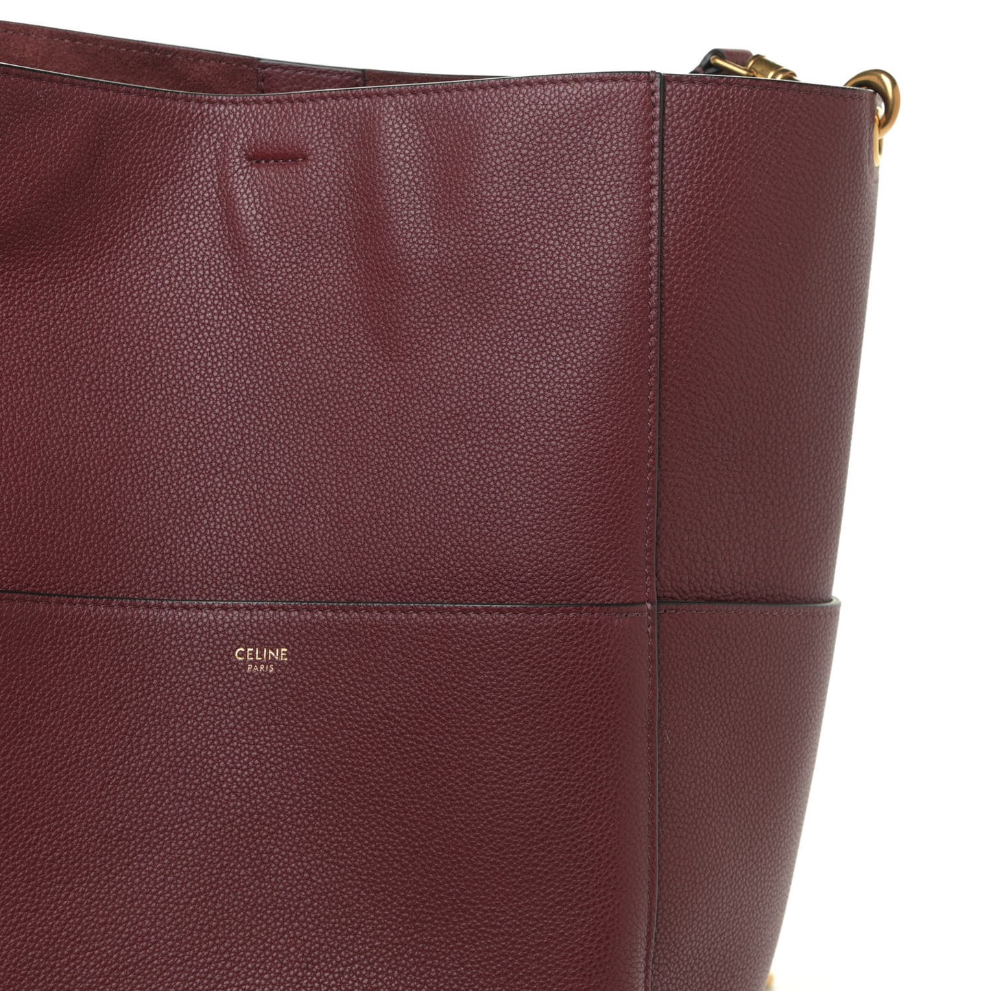 Soft Grained Calfskin Sangle Bucket Bag Burgundy