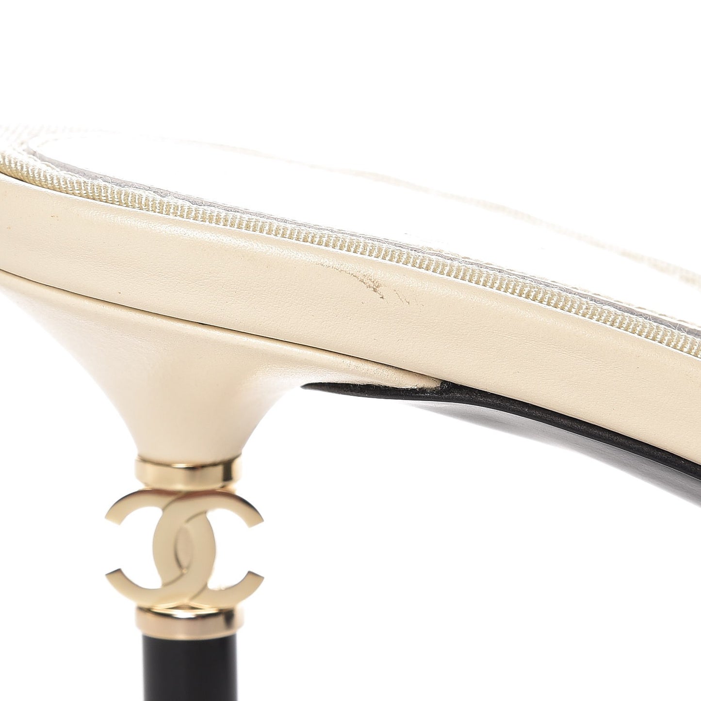 Calfskin CC Mules 36.5 Light Beige