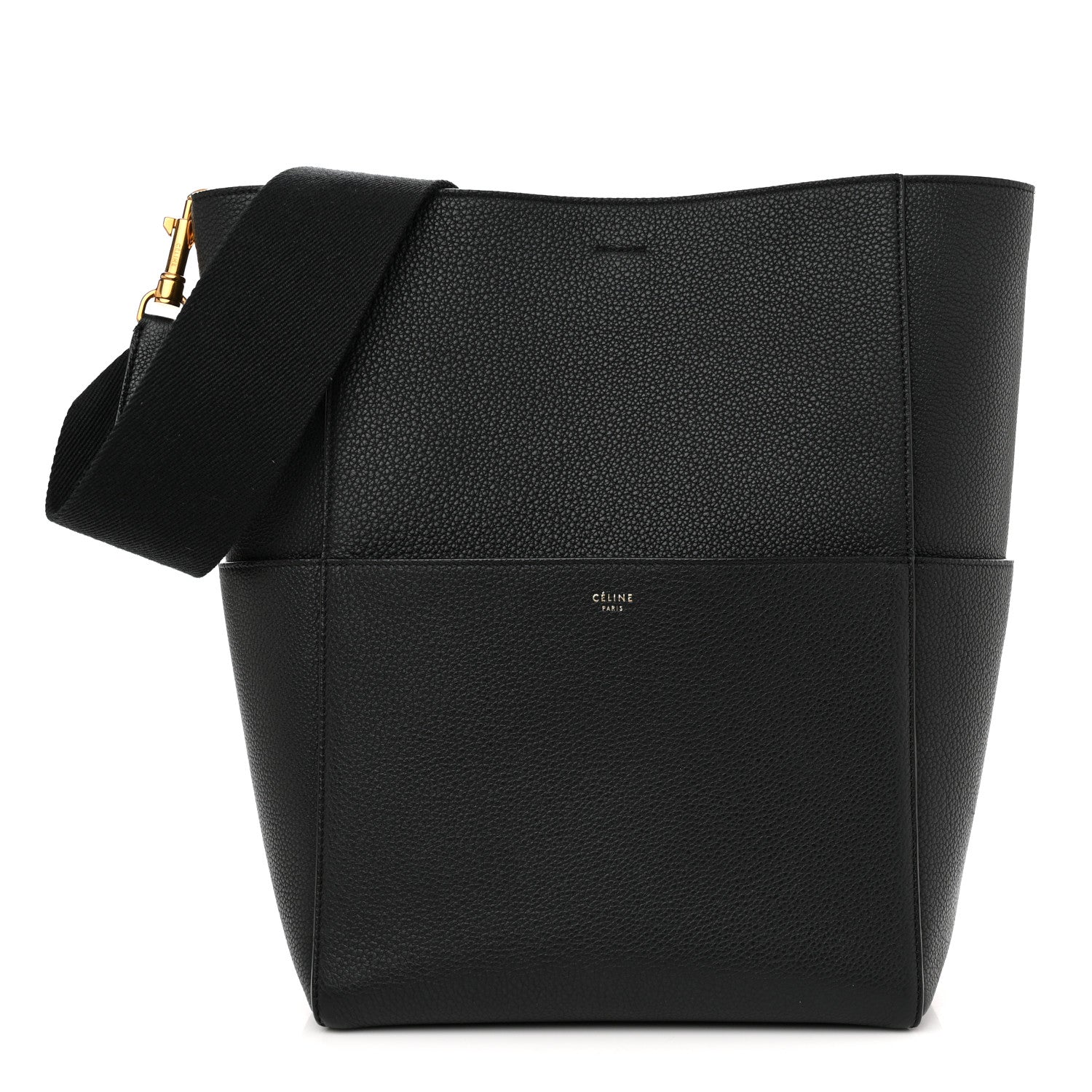 Celine Soft Grained Calfskin Sangle Bucket Bag Black 1 of 13