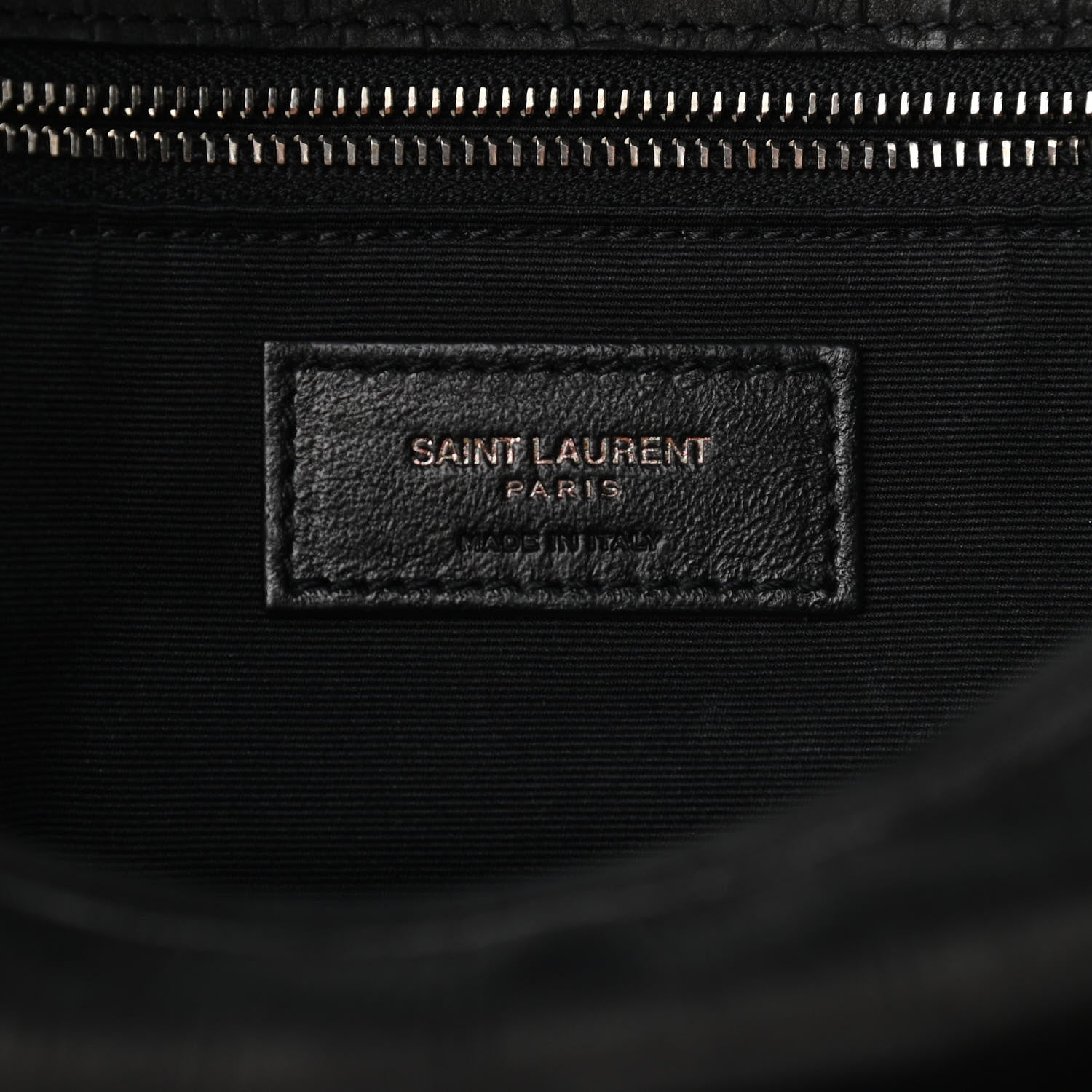 Saint Laurent Nubuck Crocodile Embossed Monogram Medium Niki Chain Satchel Black 9 of 11