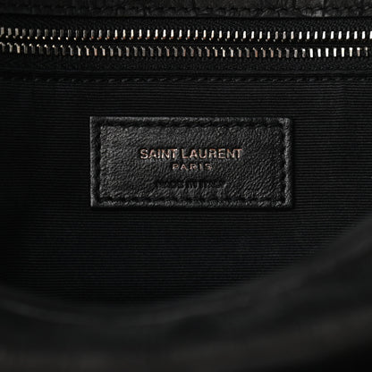 Saint Laurent Nubuck Crocodile Embossed Monogram Medium Niki Chain Satchel Black 9 of 11