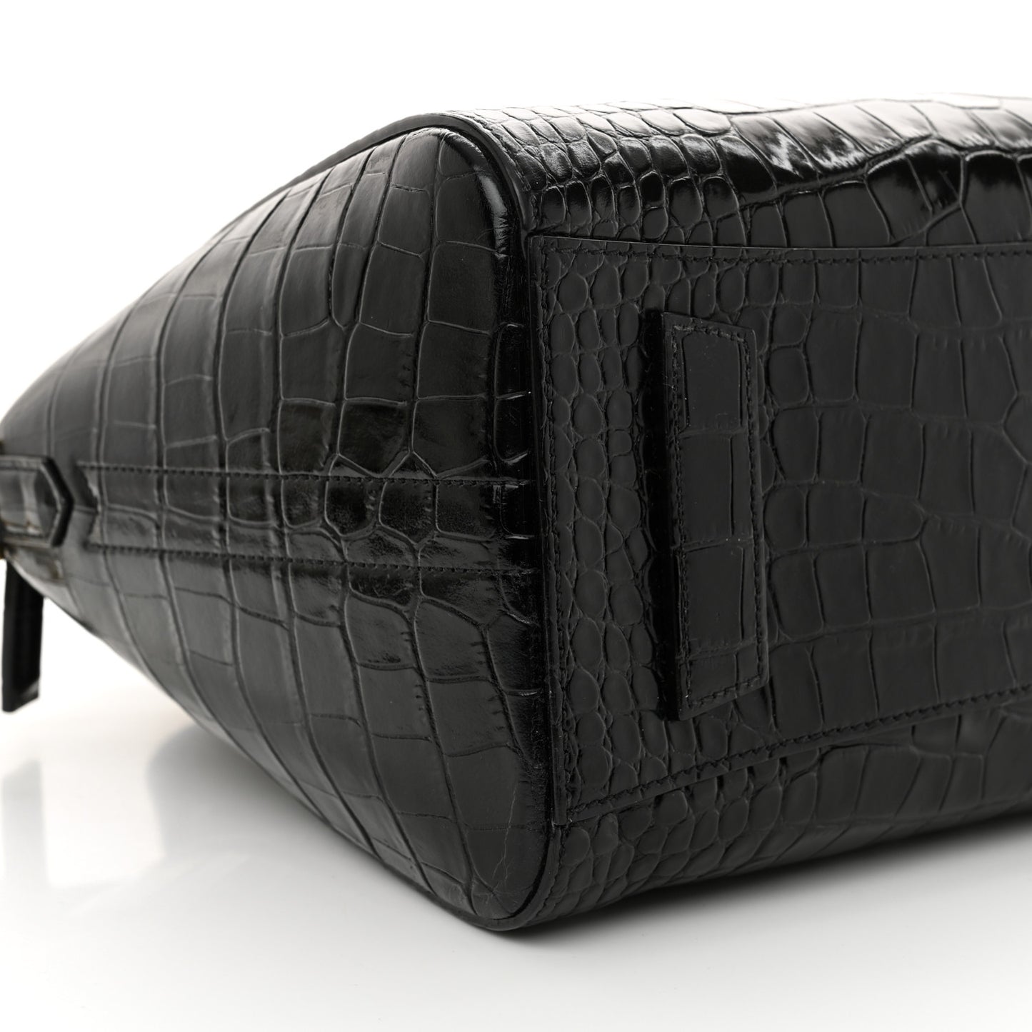Calfskin Crocodile Embossed Small Antigona Black