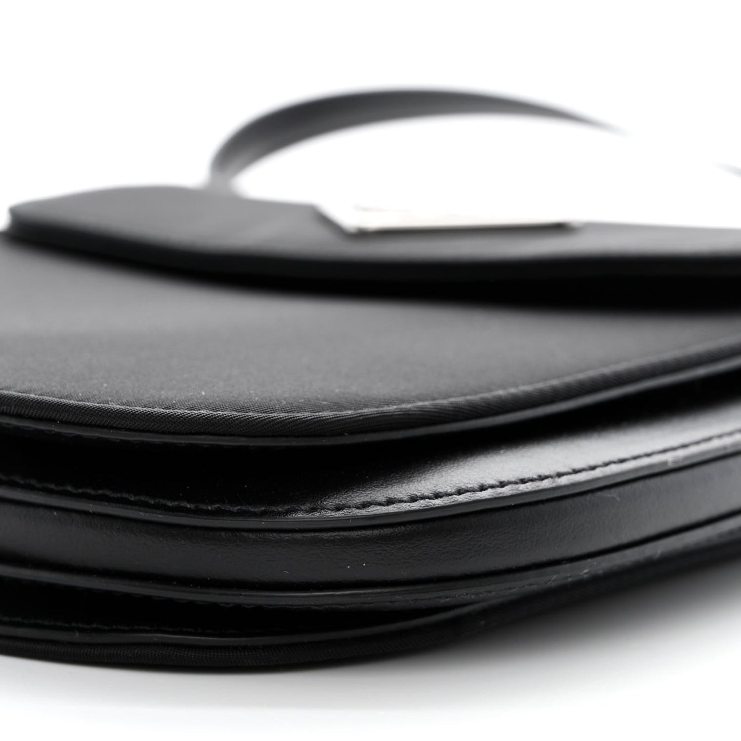 Brushed Calfskin Nylon Small Margit Flap Bag Black