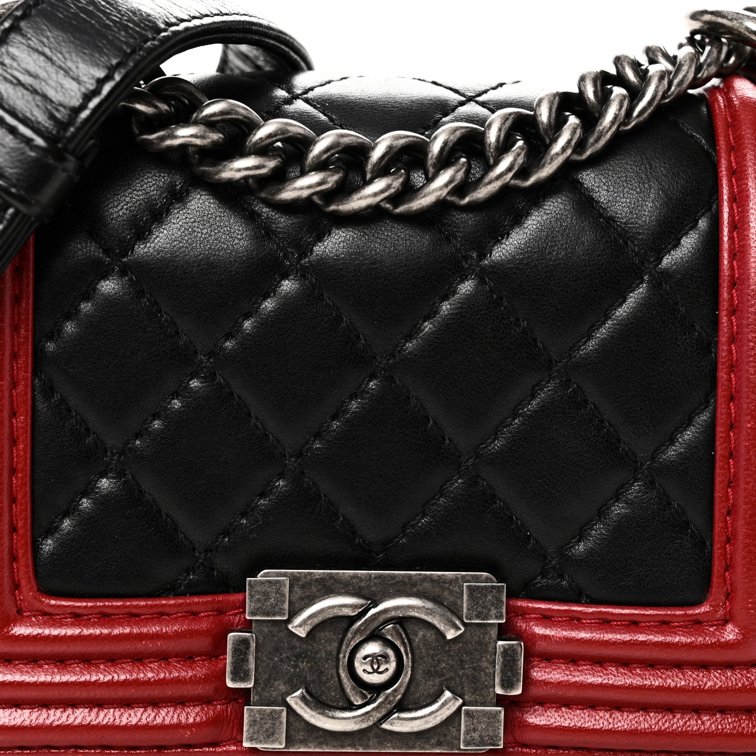 Chanel Calfskin Quilted Mini Boy Flap Black Red 8 of 10