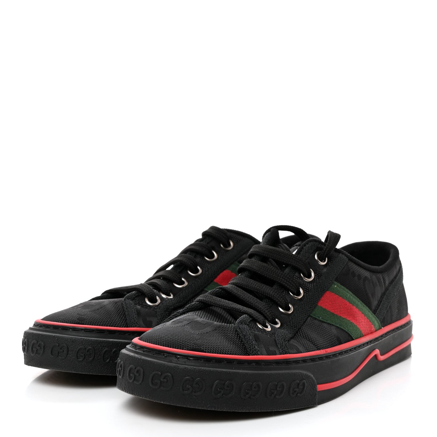 Gucci Econyl Nylon Web Monogram Off The Grid Womens 1977 Tennis Sneakers 36.5 Black 3 of 7