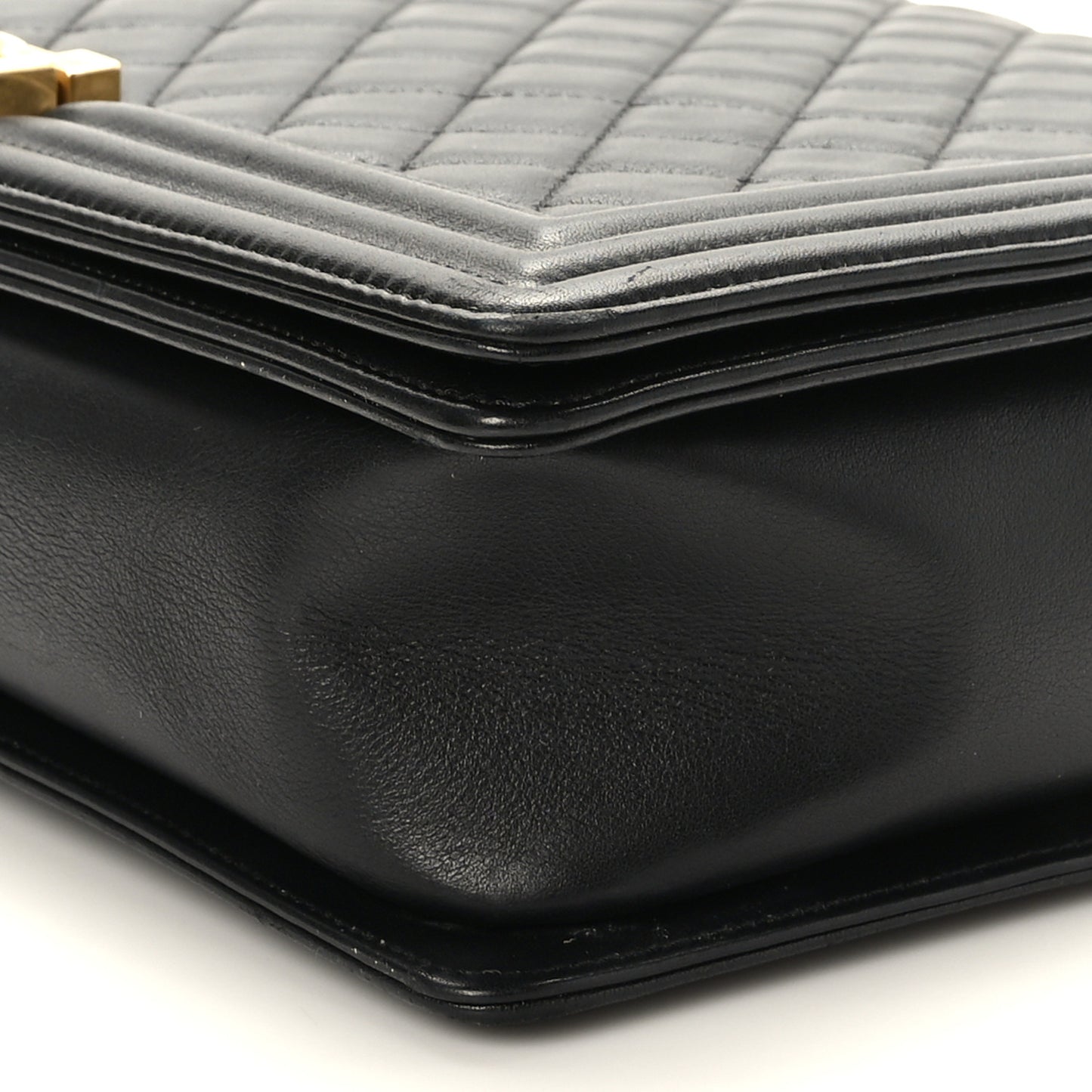 Calfskin Quilted Large Boy Flap Black