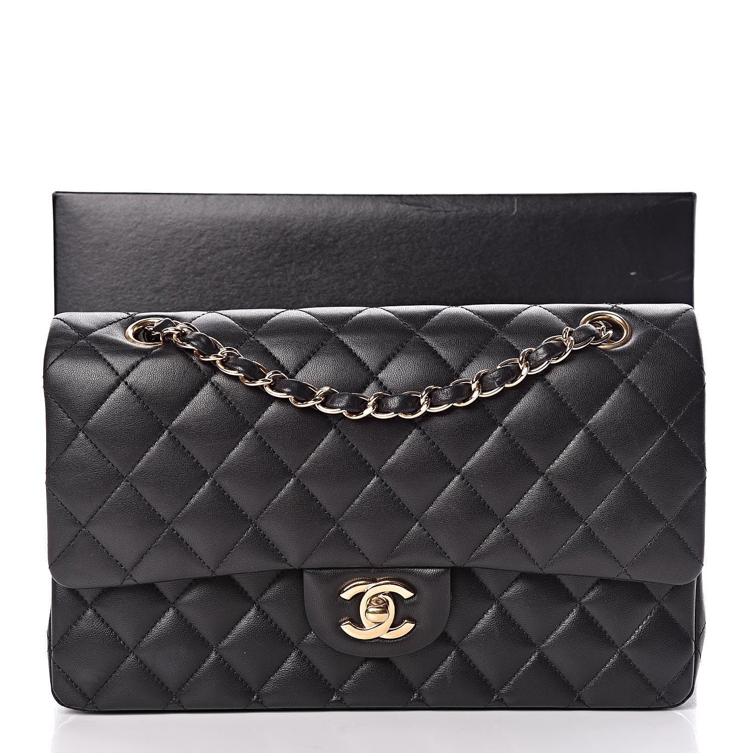 Chanel Lambskin Quilted Medium Double Flap Black 11 of 11