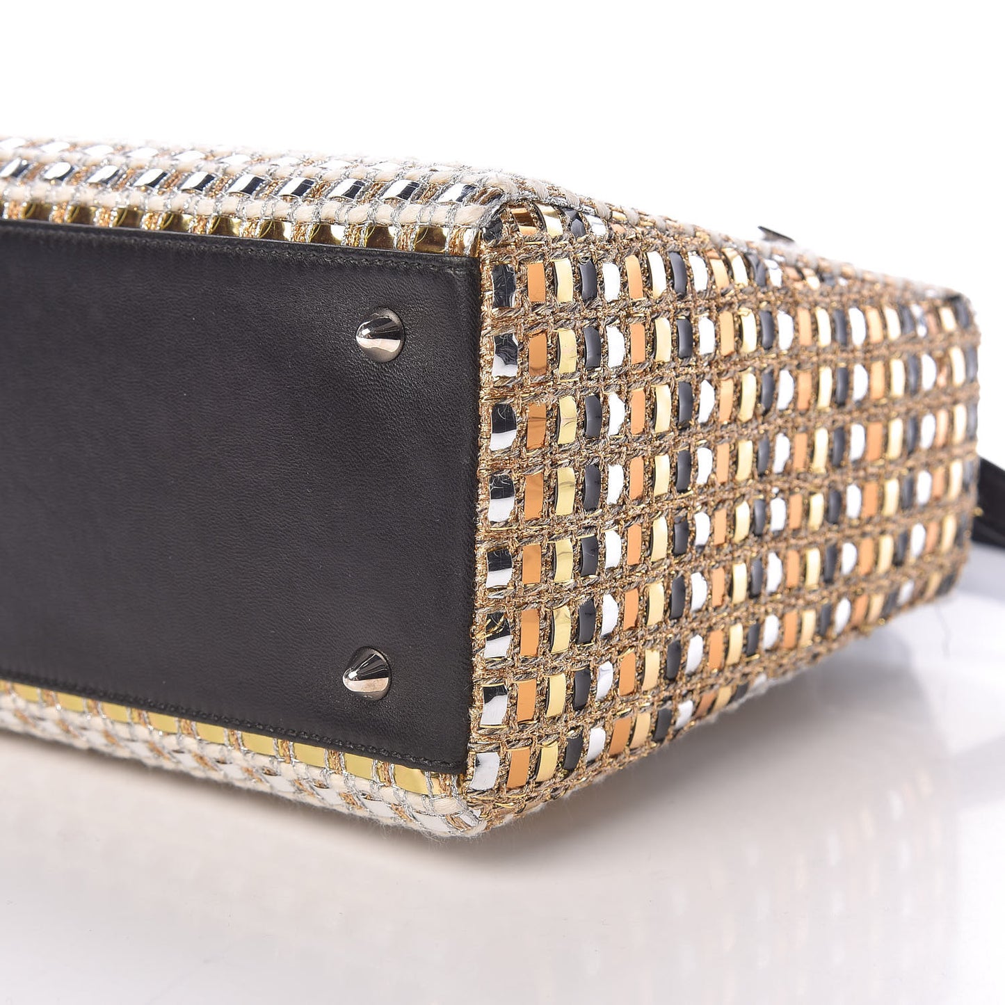 Metallic Tweed Medium Lady Dior Silver Gold