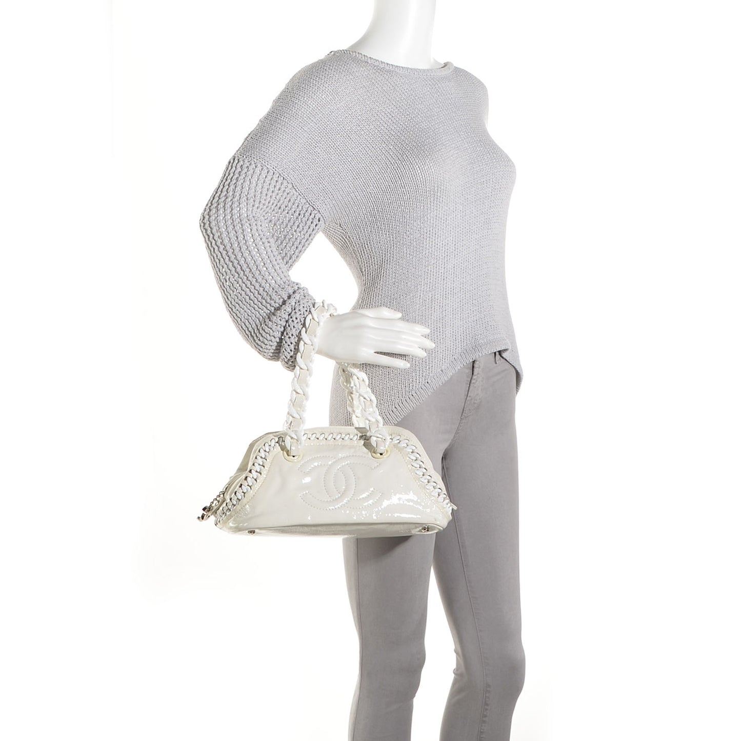 Patent Luxe Ligne Medium Bowler White