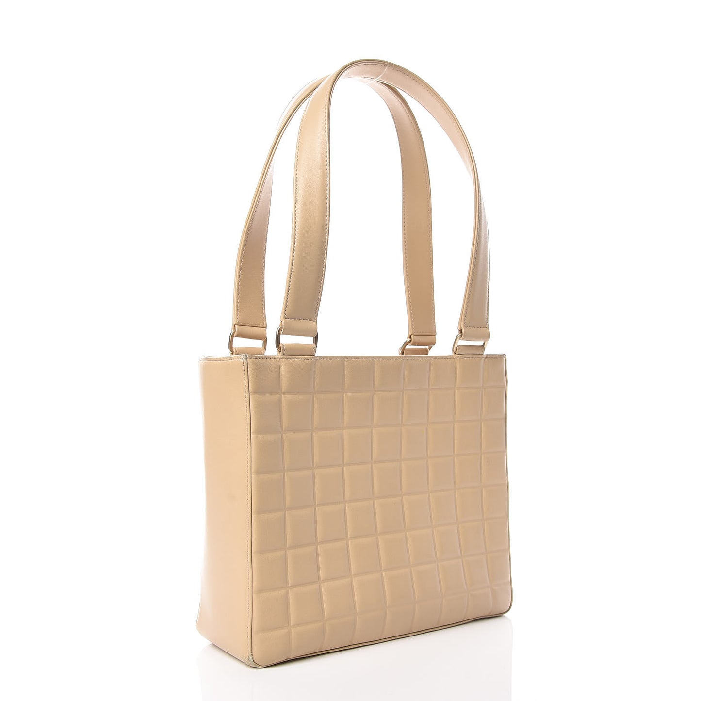 Lambskin Chocolate Bar Quilted Small Shoulder Bag Beige