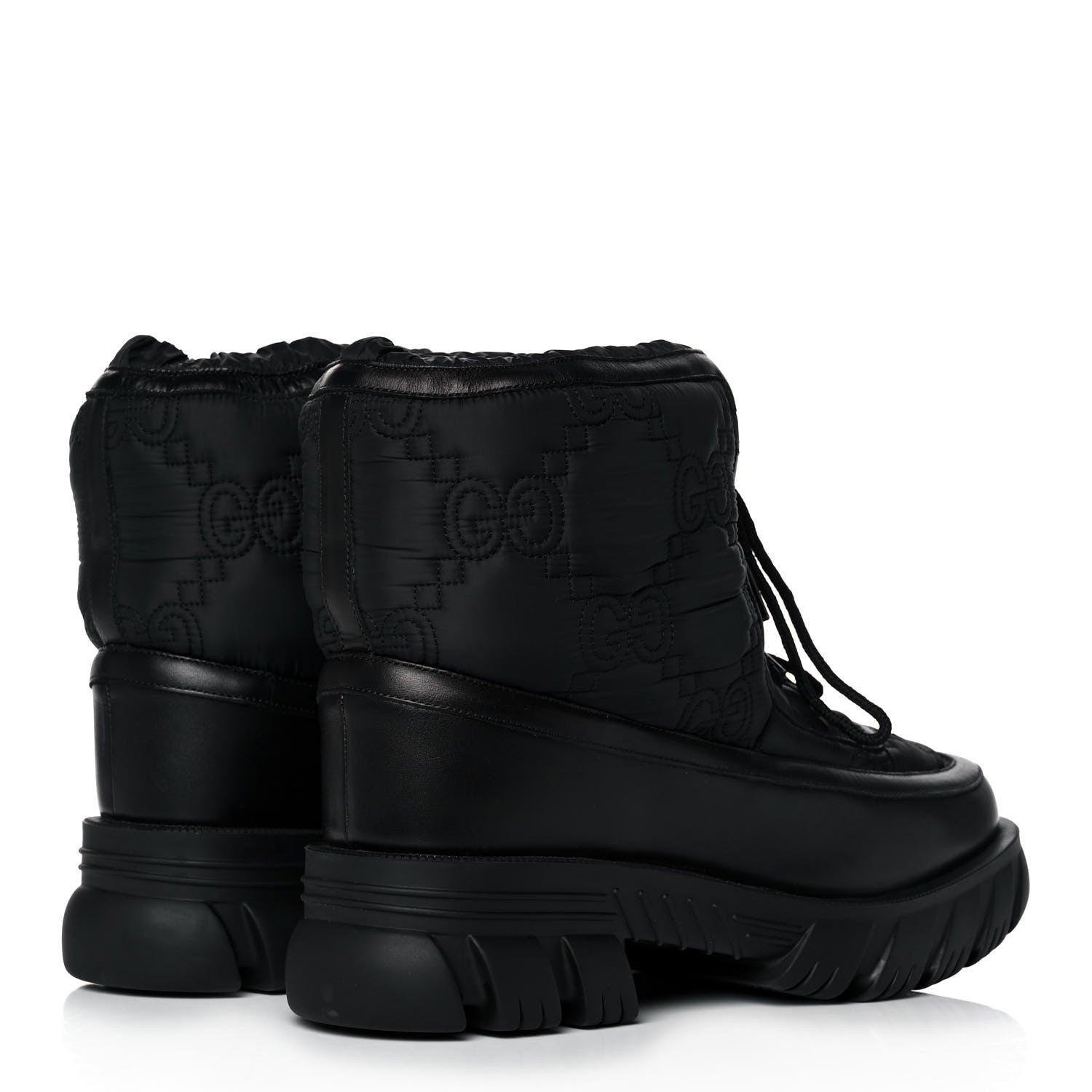 Gucci Nylon Calfskin GG Matelasse Mens Lace Up Platform Ankle Boots 10.5 Black 4 of 9