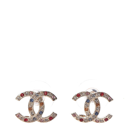 Chanel Crystal CC Earrings Gold Multicolor 1 of 5