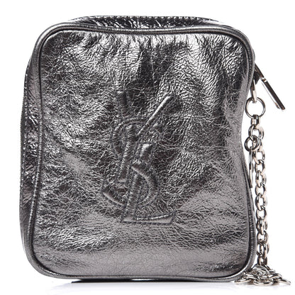 Saint Laurent Metallic Leather Belle De Jour Wristlet Pouch Grey 1 of 6