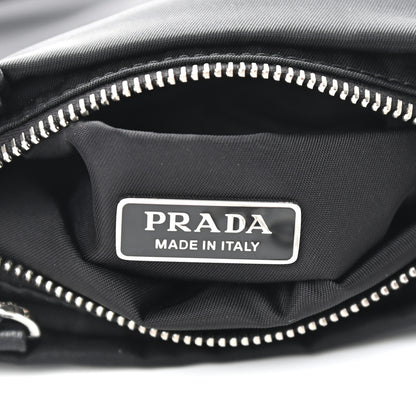 Prada Tessuto Nylon Crystal Metal Triangle Logo Lightning Chain Shopping Tote Black 6 of 12