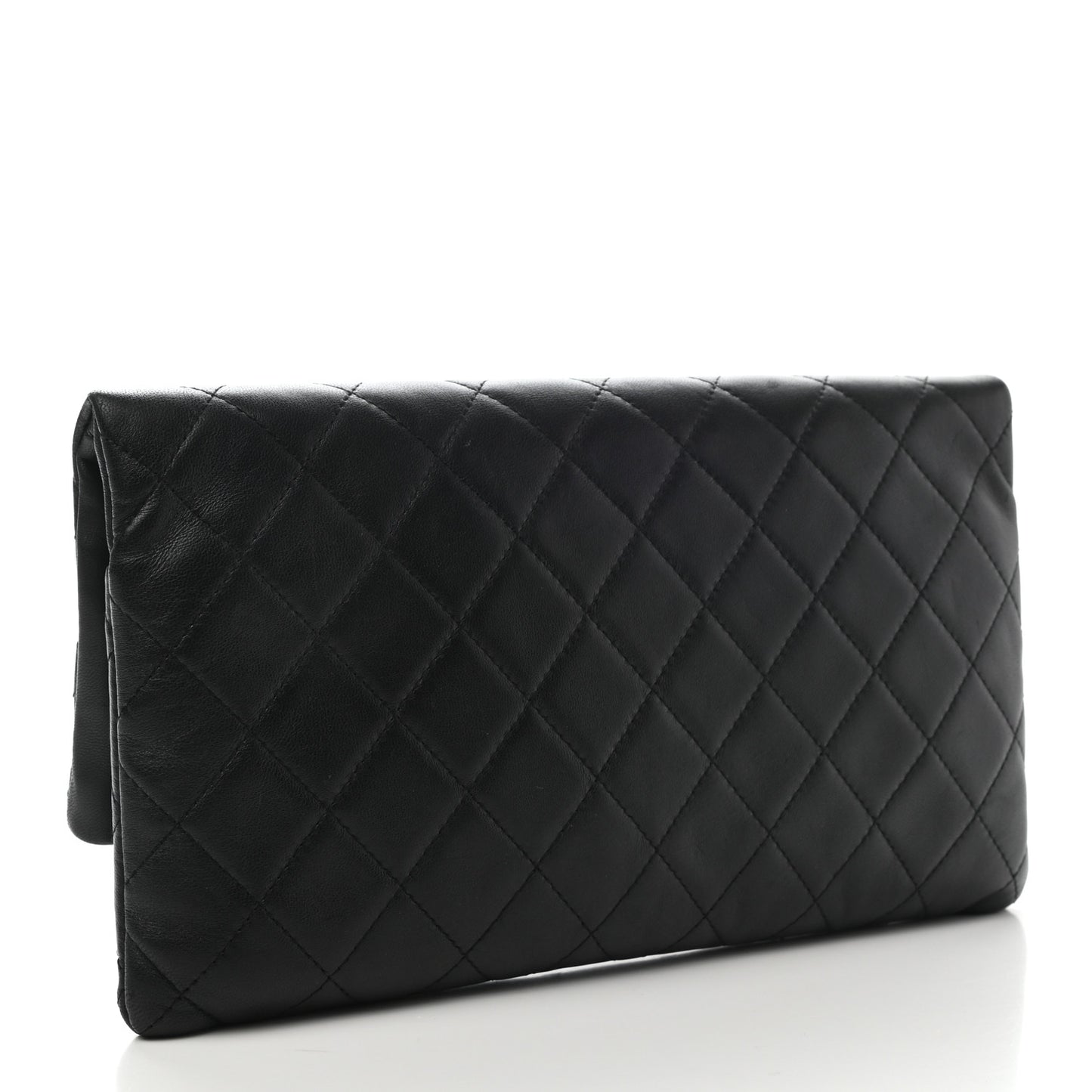 Lambskin Quilted CC Beauty Clutch Black