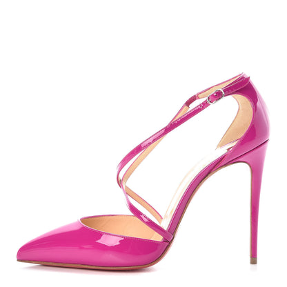 Christian Louboutin Patent Cross Blake 100 Pumps 37 Rose Indien 1 of 8