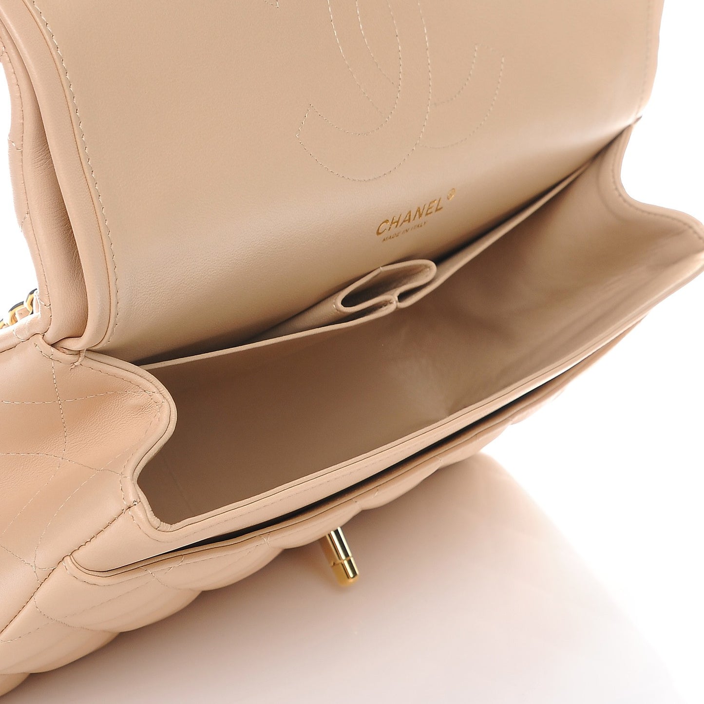 Lambskin Quilted Jumbo Double Flap Beige Clair