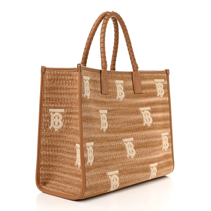 Burberry Raffia Calfskin Medium Freya Tote Natural 3 of 10