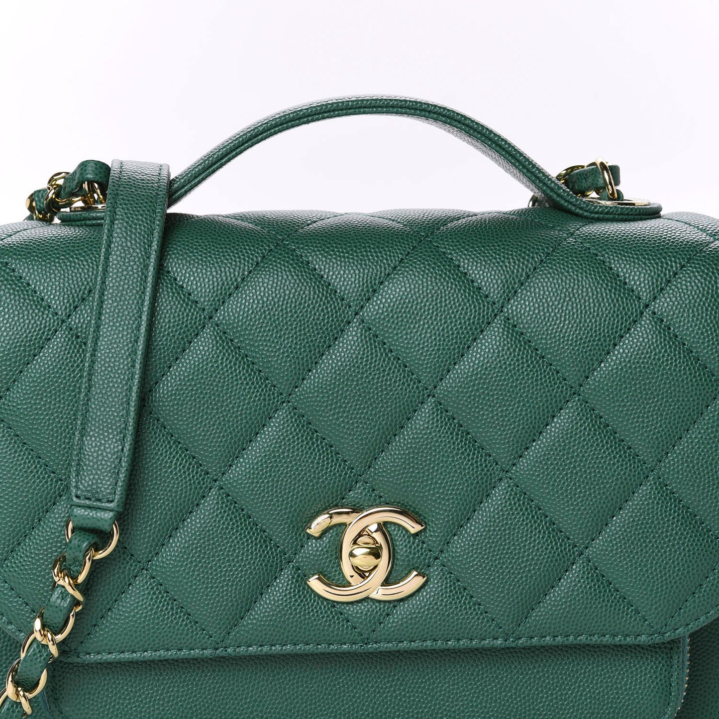 Caviar Quilted Medium Business Affinity Flap Green