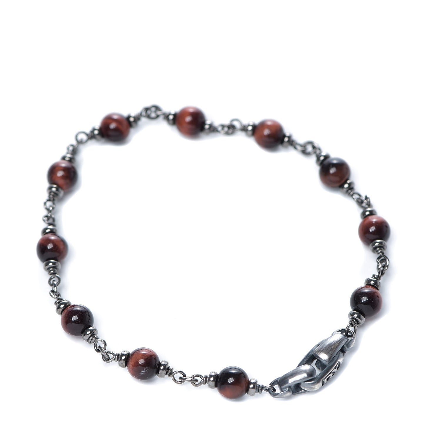 Sterling Silver Red Tiger Eye Mens Spiritual Beads Rosary Bracelet M