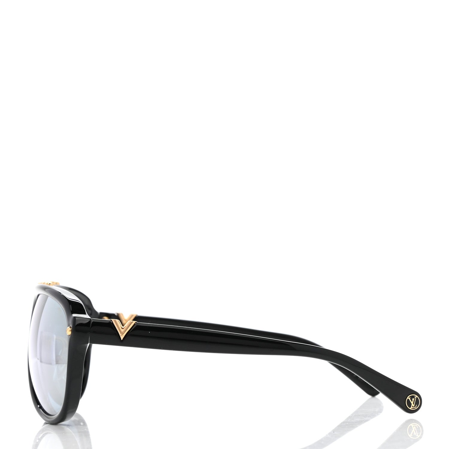 Louis Vuitton Acetate Aviator Serpico Studded Sunglasses Z2357E Black 3 of 9