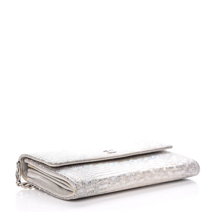 Chanel Iridescent Lizard Wallet With Removable Chain Silver 4 of 10