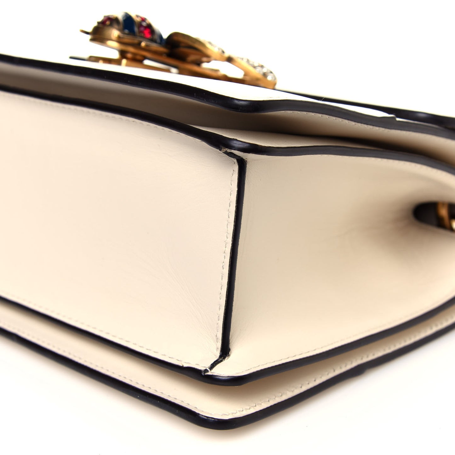 Calfskin Sylvie Web Small Queen Margaret Top Handle Bag White