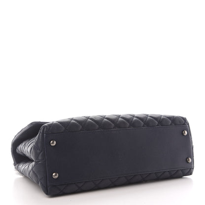 Chanel Caviar Quilted Medium Coco Handle Flap Navy Blue 4 of 9