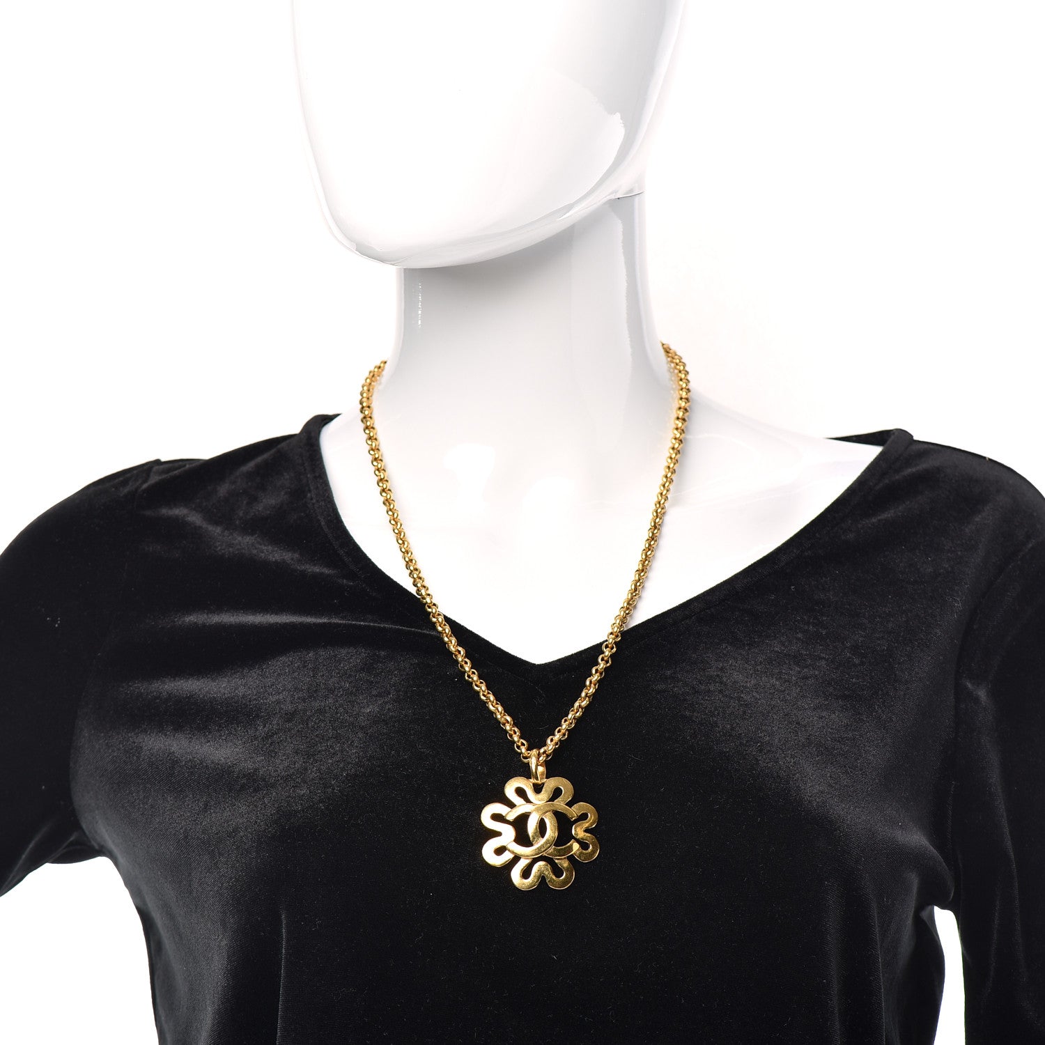 Chanel CC Flower Necklace Gold 2 of 5