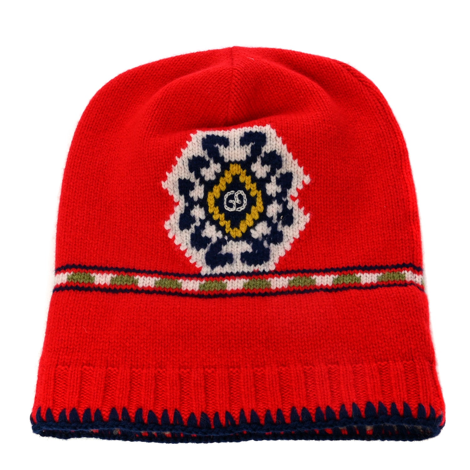 Gucci Wool Alpaca Knit GG Beanie M 58 Red 1 of 7