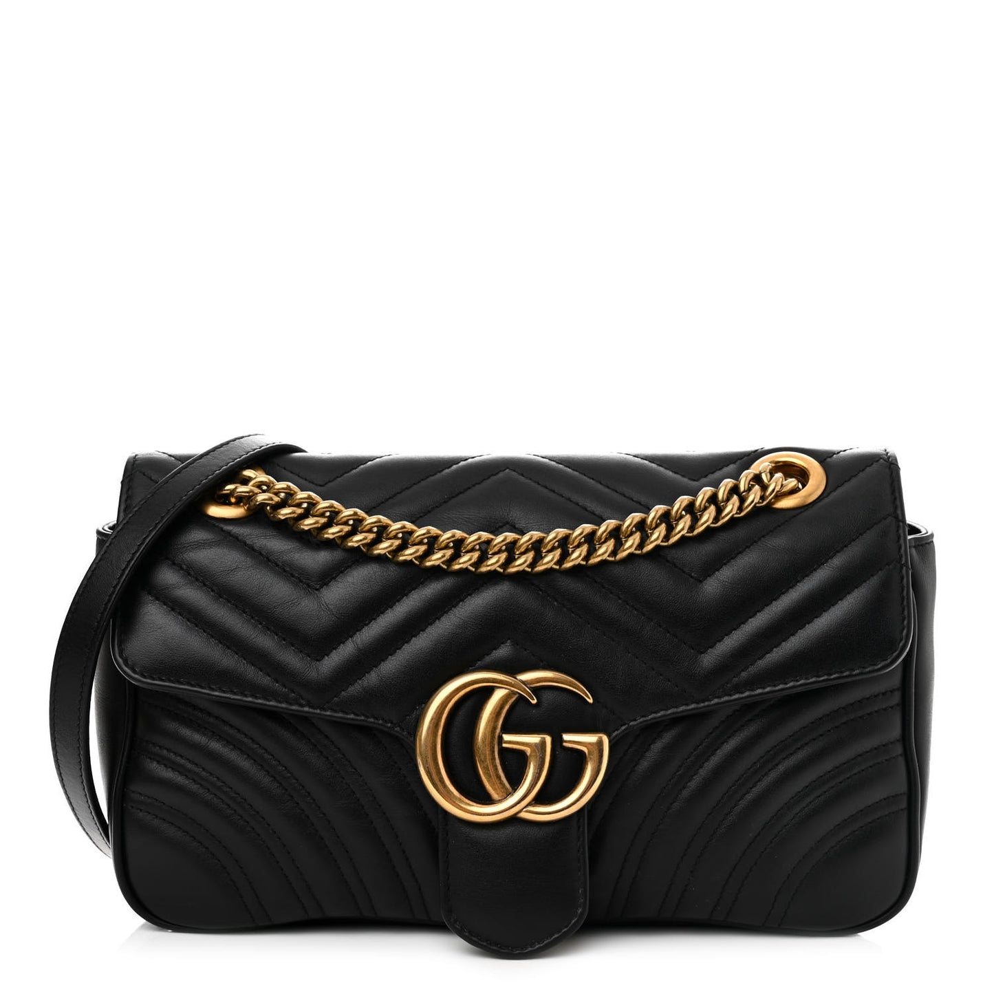 Calfskin Matelasse Small GG Marmont Shoulder Bag Black