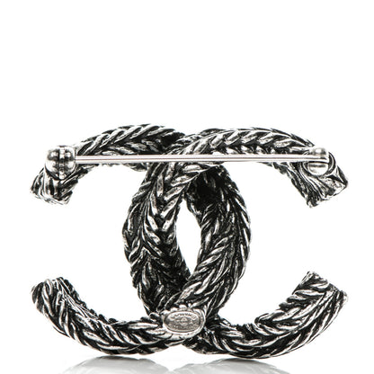 Chanel Crystal Ruthenium Braided CC Brooch 3 of 4