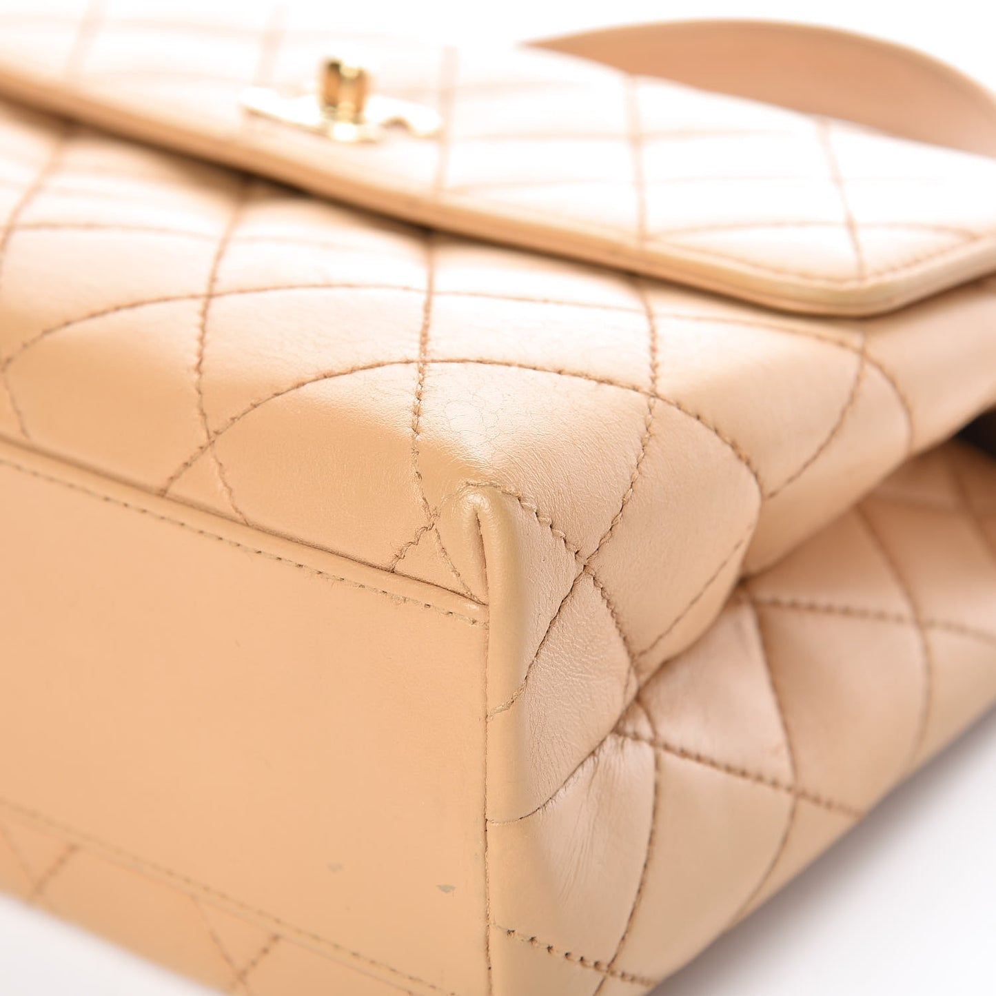 Lambskin Quilted Medium Kelly Flap Bag Beige