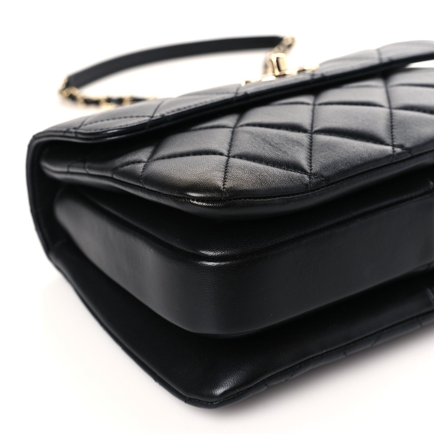 Lambskin Quilted Small Trendy CC Dual Handle Flap Bag Black