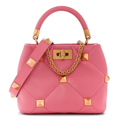 Valentino Garavani Nappa Small Roman Stud The Handle Bag Flamingo Pink 1 of 10