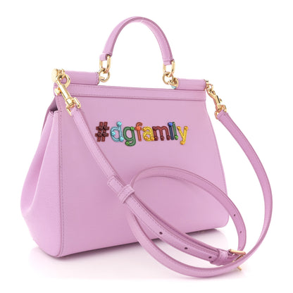 Dolce & Gabbana Dauphine Studded Medium DG Family Patch Miss Sicily Satchel Pink Rosa Chiaro 3 of 11