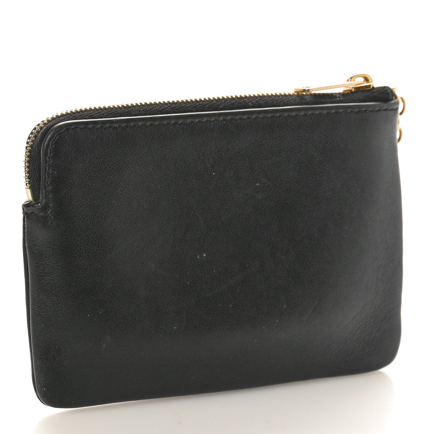 Celine Smooth Calfskin Cuir Triomphe Coin and Card Pouch With Hook Black 3 of 7