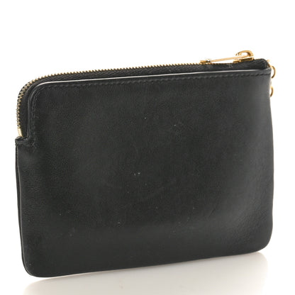 Celine Smooth Calfskin Cuir Triomphe Coin and Card Pouch With Hook Black 3 of 7