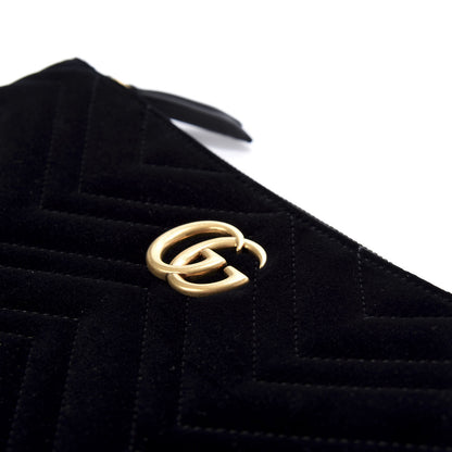 Gucci Velvet Matelasse GG Marmont Zip Pouch Black 8 of 9